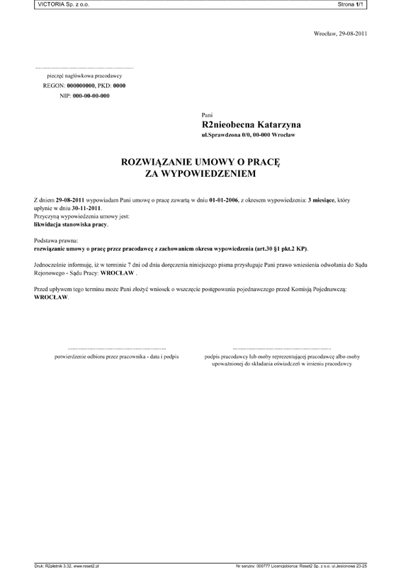 R2płatnik Przykładowe Wydruki Reset2 Producent Oprogramowania